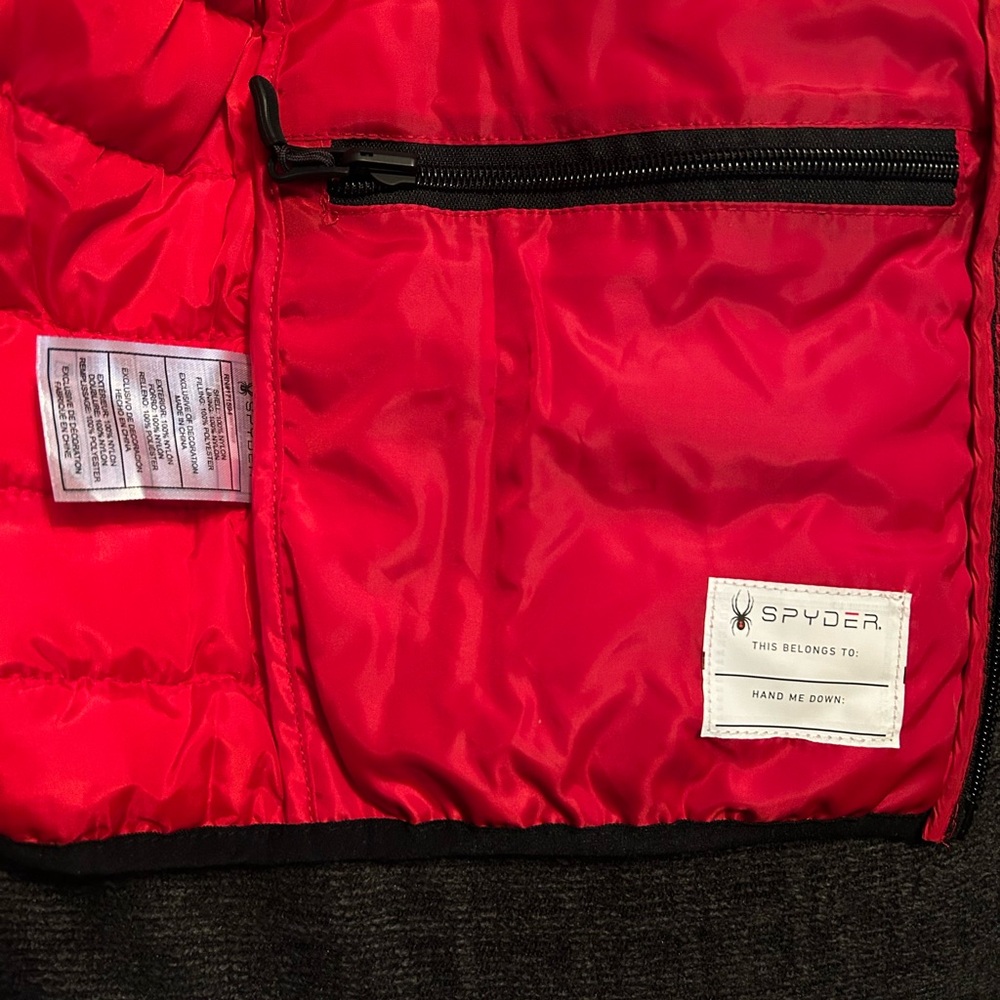 Youth Unisex Spyder Red Hooded packable Puffer Coat Size 7 BNWT - Picture 8 of 10
